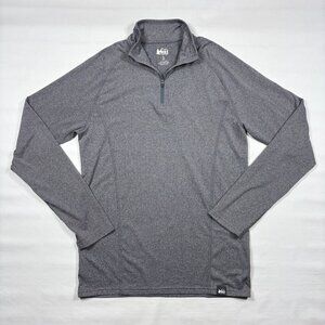 REI Co-Op Gray 1/4 Zip Performance Stretch Pullover Outdoor Hike Casual Mens SM